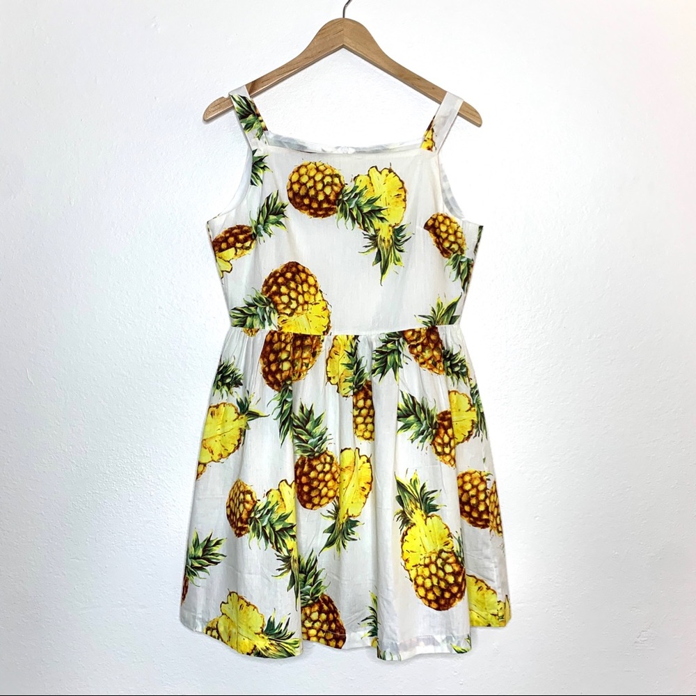 Pineapple Dress White Tank Top Midi Length Sun Dress